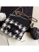 Chanel CC Houndstooth Tweed Wallet on Chain WOC and Coin Purse White/Black 2019