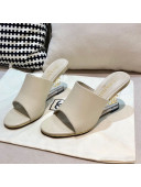 Chanel Calfskin Wedge Slide Sandals White 2021