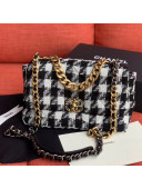 Chanel 19 Tweed Large Flap Bag Black/White AS1161 2019