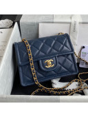 Chanel Grained Calfskin Mini Square Flap Bag AS2356 Navy Blue 2021