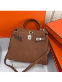 Hermes Kelly 25cm/28cm/32cm Togo Leather Bag Brown(Silver Hardware)