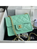 Chanel Grained Calfskin Mini Square Flap Bag AS2356 Light Blue 2021