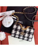 Chanel 19 Houndstooth Tweed Wallet on Chain WOC and Coin Purse AP0985 White/Black 2019