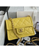 Chanel Grained Calfskin Mini Square Flap Bag AS2356 Yellow 2021