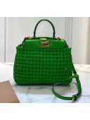 Fendi Peekaboo ICONIC Mini Interlace Bag In Green Leather 2020