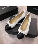 Chanel White Lambskin Leather Ballerinas with Black Toe 2019