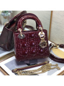 Dior Lady Dior Mini Bag in Patent Leather Burgundy/Gold 2022 8203  
