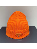 Prada Logo Knit Hat Orange 2021