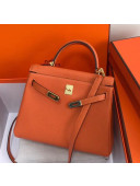 Hermes Kelly 25cm/28cm/32cm Togo Leather Bag Orange(Gold Hardware)