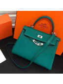 Hermes Kelly 25cm/28cm/32cm Togo Leather Bag Malachite Green(Silver Hardware)