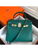 Hermes Kelly 25cm/28cm/32cm Togo Leather Bag Malachite Green(Gold Hardware)