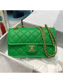 Chanel Grained Calfskin Medium Square Flap Bag AS2357 Green 2021