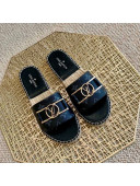 Louis Vuitton Monogram Canvas Espadrille Slide Sandals with Rectangle LV Buckle Black 2021