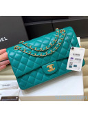 Chanel Quilted Lambskin Medium Classic Flap Bag A01112 Original Quality Cyan/Gold 2021 