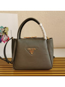 Prada Small Leather Top handle Bag 1BC145 Grey 2020