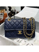 Chanel Grained Calfskin Medium Square Flap Bag AS2357 Navy Blue 2021