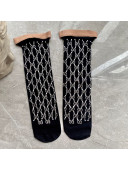 Gucci Black Medium Socks White Crystal 2021
