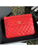 Chanel Quilted Lambskin Flap Case Pouch AP1189 Red 2020