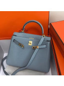 Hermes Kelly 25cm/28cm/32cm Togo Leather Bag Light Blue（Gold Hardware)