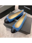 Chanel Lambskin Leather Ballerinas Bright Blue/Black 2019