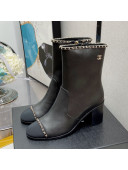Chanel Lambskin Chain Heel Short Boots 7cm G37826 Black 2021