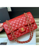 Chanel Quilted Lambskin Medium Classic Flap Bag A01112 Original Quality Red/Gold 2021 