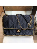 Chanel Quilted Satin Chain Trim Flap Bag AS1030 Black 2019
