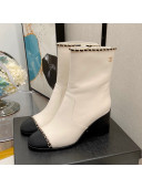 Chanel Lambskin Chain Heel Short Boots 7cm G37826 White 2021