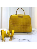 Fendi Peekaboo ICONIC Medium Interlace Bag In Yellow Leather 2020