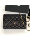 Chanel Grained Calfskin Classic Wallet on Chain WOC AP0250 Black/Gold 2020