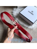 Chanel Calfskin Belt 30mm with Crystal CC Buckle Red 2020
