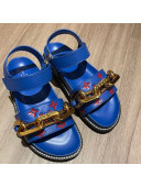 Louis Vuitton Paseo Flat Comfort Monogram Leather Chain Sandals Blue 2021