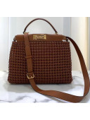Fendi Peekaboo ICONIC Medium Interlace Bag In Brown Leather 2020