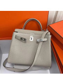 Hermes Kelly 25cm/28cm/32cm Togo Leather Bag Light Grey(Silver Hardware)