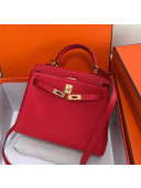 Hermes Kelly 25cm/28cm/32cm Togo Leather Bag Red(Gold Hardware)
