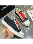 Chanel Striped Canvas Sneakers CCS03 Black 2021