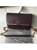 Chanel Grained Calfskin & Suede Leather Flap Bag A57560 Burgundy 2018