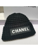 Chanel Knit Hat with Logo Label Charm Black 2021