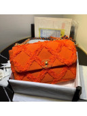 Chanel 19 Large Maxi-Quilted Fringe Canvas Flap Bag AS1161 Orange 2020