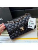 Chanel Quilted Grained Calfskin Small Classic Flap Bag A01113 Origiinal Quality Black/Silver 2021 