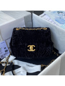 Chanel Camellia Velvet Mini Squre Flap Bag  AS2619 Black 2021