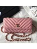 Chanel Chevron Trendy CC Wallet On Chain Flap Bag Pink 2018