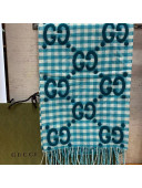 Gucci GG Jacquard Check Wool Scarf 35x240cm Blue 2021