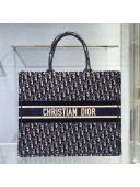 Dior Large Book Tote Bag in Blue Oblique Embroidered Velvet 2020