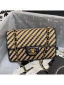 Chanel Raffia Small Flap Bag AS2418 Beige/Black 2021