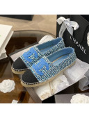 Chanel Embroidered CC Tweed Espadrilles Blue 2021 27
