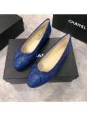 Chanel Quilting Lambskin Leather Ballerinas Blue 2019