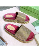 Gucci GG Canvas Platform Slide Sandal 573018 Gold 2021