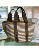 Chloe Large Woody Striped Basket Bag Brown/Beige/White 2021  
