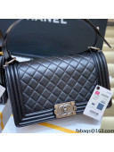 Chanel Quilted Original Lambskin Leather Medium Boy Flap Bag Black/Silver (Top Quality)